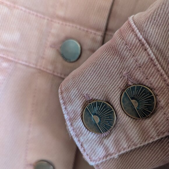 Faherty Jean Jacket Shirt Dress Organic Cotton Brownie Pink Button Casual XS NWT - Picture 12 of 16